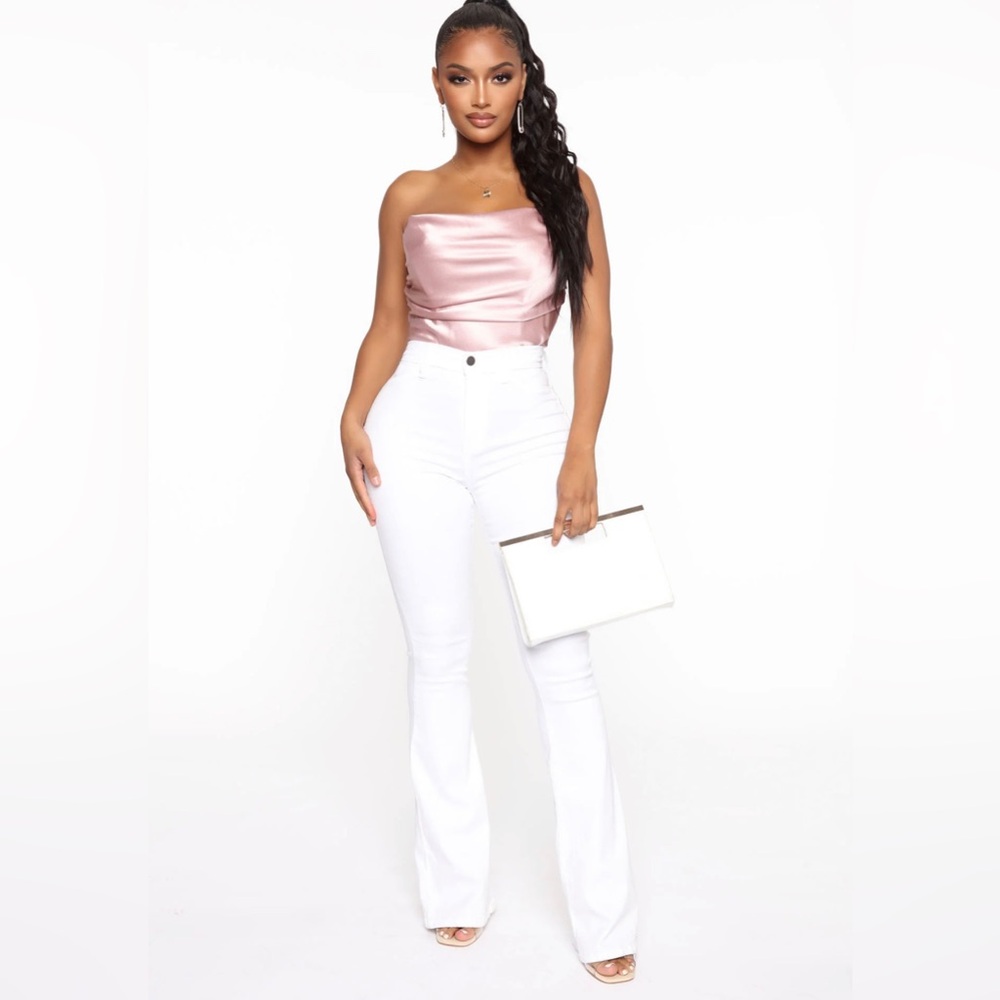 Fashion Nova Deep In My Soul Flare Jeans (White)